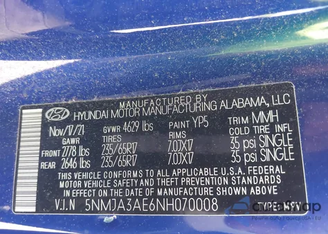 2022 Hyundai Tucson Se из США, поврежденный, VIN 5NMJA3AE6NH070008